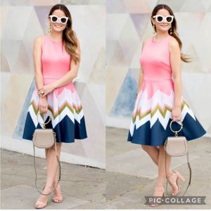 Ted Baker Aurella Mississippi Pink Chevron Skater Dress